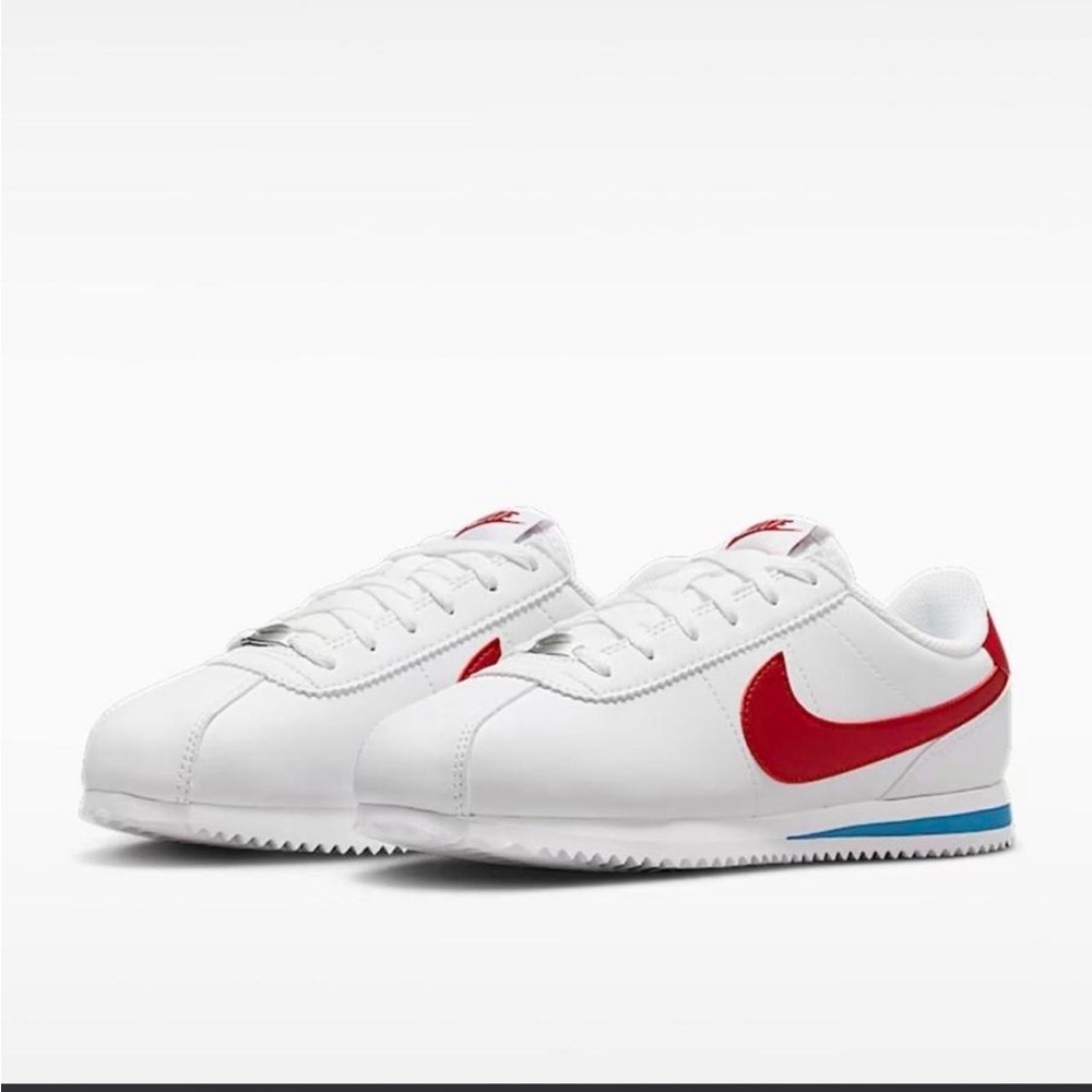 Nike Women’s Classic Cortez Sneakers - White/Red with Blue Trim